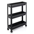 Costway 3-Tier Slim Rolling Storage Cart 2-Pack with Wheels, Detachable Design for Kitchen Black/White