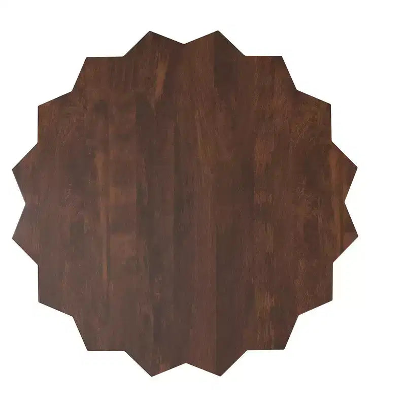 Table basse contemporaine Oakcrest en bois de manguier massif, motif polygonal, largeur 86 cm, entièrement assemblée