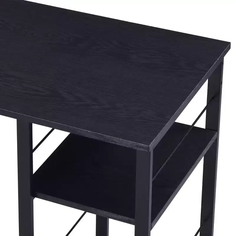 Bureau d'écriture TUYOHW avec finition chêne vieilli, table d'écriture avec étagères à 2 niveaux, base ouverte en métal, bureau d'étude rectangulaire pour bureau à domicile, chambre à coucher