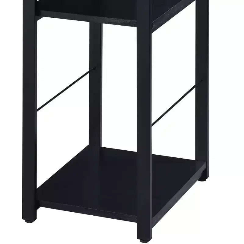 Bureau d'écriture TUYOHW avec finition chêne vieilli, table d'écriture avec étagères à 2 niveaux, base ouverte en métal, bureau d'étude rectangulaire pour bureau à domicile, chambre à coucher