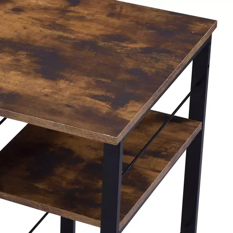 Bureau d'écriture TUYOHW avec finition chêne vieilli, table d'écriture avec étagères à 2 niveaux, base ouverte en métal, bureau d'étude rectangulaire pour bureau à domicile, chambre à coucher