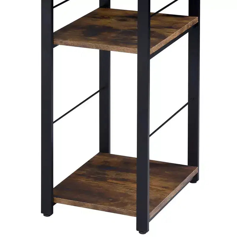 Bureau d'écriture TUYOHW avec finition chêne vieilli, table d'écriture avec étagères à 2 niveaux, base ouverte en métal, bureau d'étude rectangulaire pour bureau à domicile, chambre à coucher