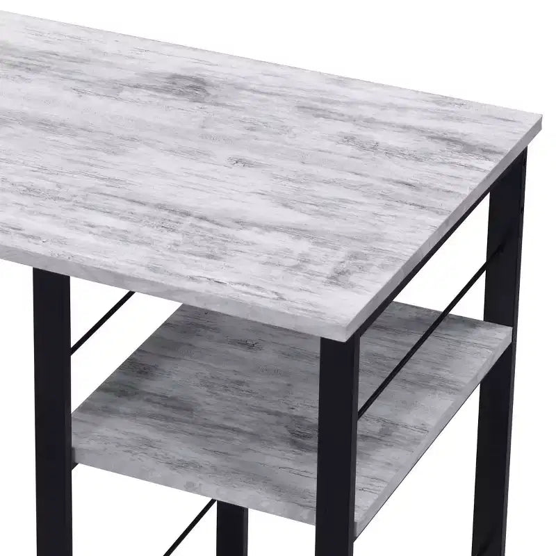 Bureau d'écriture TUYOHW avec finition chêne vieilli, table d'écriture avec étagères à 2 niveaux, base ouverte en métal, bureau d'étude rectangulaire pour bureau à domicile, chambre à coucher