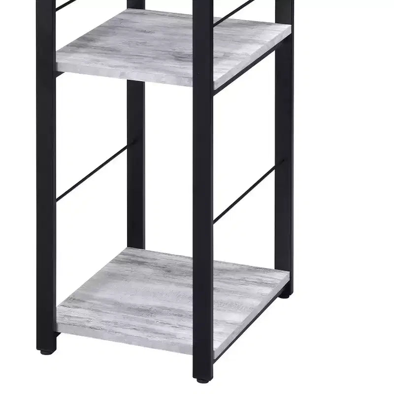 Bureau d'écriture TUYOHW avec finition chêne vieilli, table d'écriture avec étagères à 2 niveaux, base ouverte en métal, bureau d'étude rectangulaire pour bureau à domicile, chambre à coucher