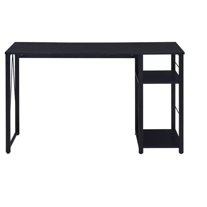 Bureau d'écriture TUYOHW avec finition chêne vieilli, table d'écriture avec étagères à 2 niveaux, base ouverte en métal, bureau d'étude rectangulaire pour bureau à domicile, chambre à coucher