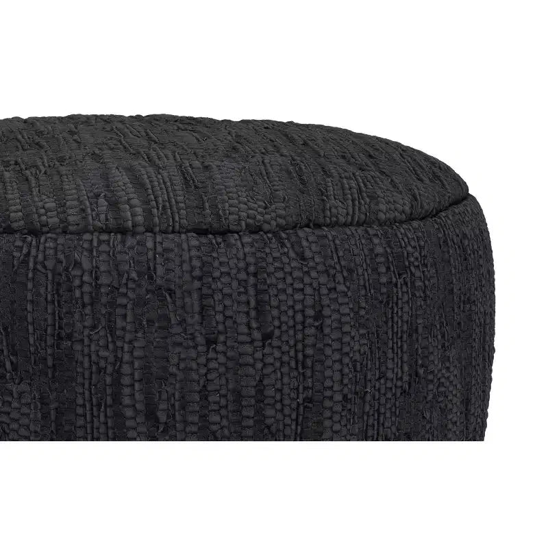 Pouf bohème Garcia 76 cm en cuir tressé véritable, assemblé