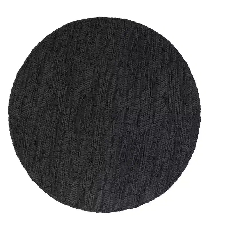 Pouf bohème Garcia 76 cm en cuir tressé véritable, assemblé