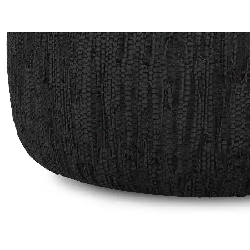 Pouf bohème Garcia 76 cm en cuir tressé véritable, assemblé