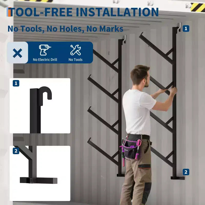 Lot de 2 racks à tuyaux de 4 niveaux robustes pour conteneurs d'expédition, étagères sans perçage, racks suspendus faciles à installer avec une capacité de 180 kg