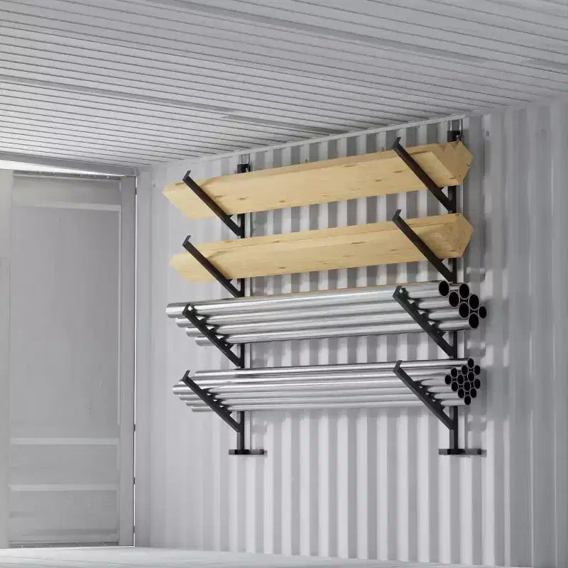 Lot de 2 racks à tuyaux de 4 niveaux robustes pour conteneurs d'expédition, étagères sans perçage, racks suspendus faciles à installer avec une capacité de 180 kg