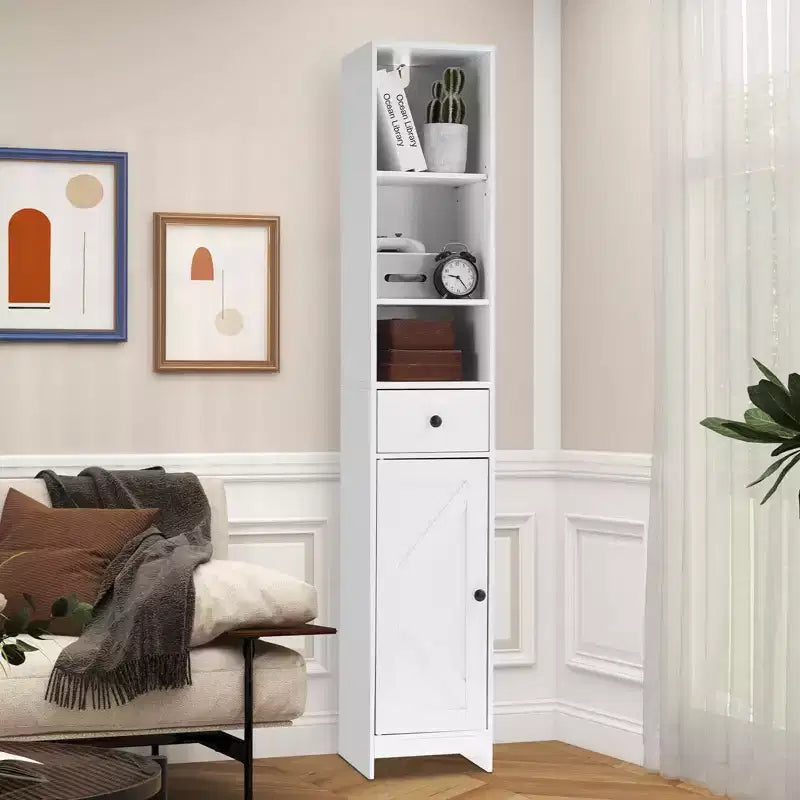 Meuble de rangement haut de salle de bain, Armoire étroite et mince autoportante, Organisateur de rangement au sol pour petits espaces, Salon, Cuisine, Entrée