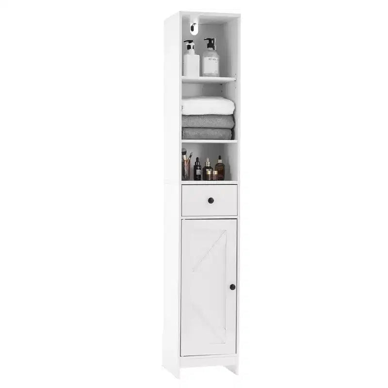 Meuble de rangement haut de salle de bain, Armoire étroite et mince autoportante, Organisateur de rangement au sol pour petits espaces, Salon, Cuisine, Entrée