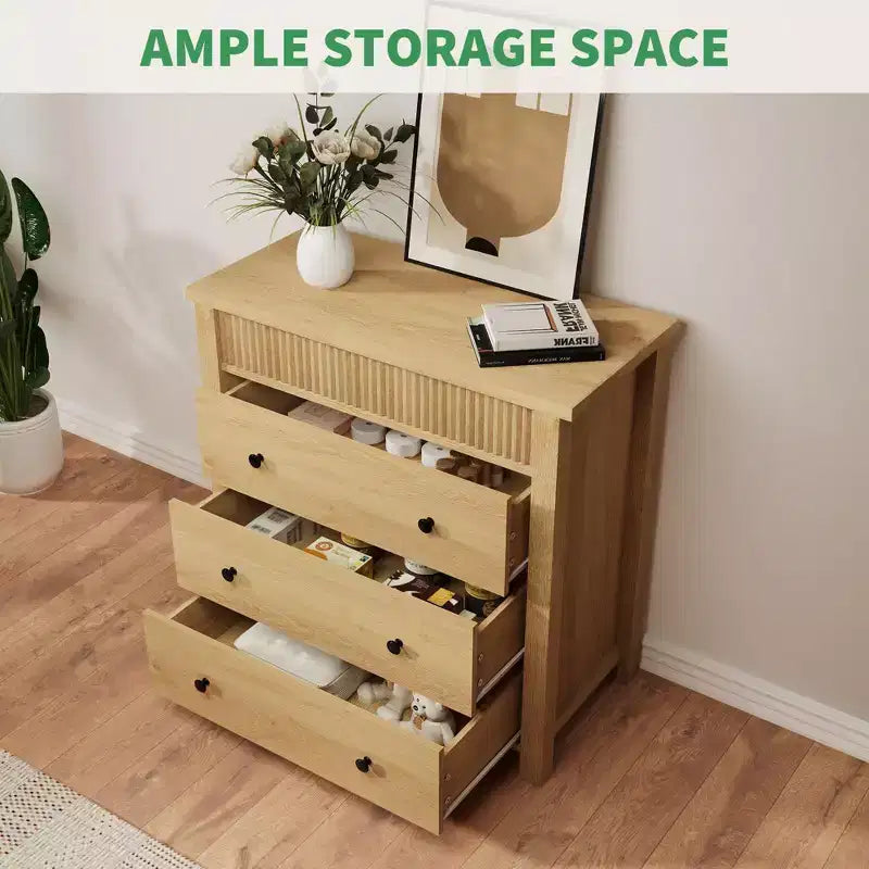 Commode pour chambre à coucher, table de chevet en bois, table d'appoint cannelée, meuble de rangement pour salon, couloir et entrée