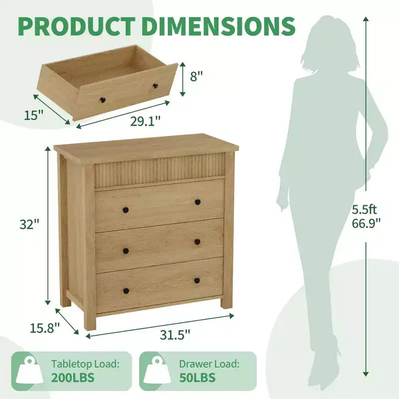 Commode pour chambre à coucher, table de chevet en bois, table d'appoint cannelée, meuble de rangement pour salon, couloir et entrée