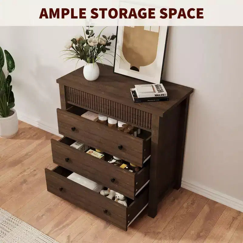 Commode pour chambre à coucher, table de chevet en bois, table d'appoint cannelée, meuble de rangement pour salon, couloir et entrée