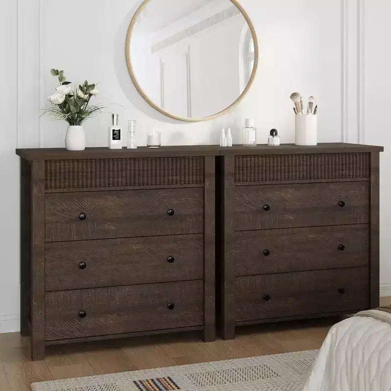 Commode pour chambre à coucher, table de chevet en bois, table d'appoint cannelée, meuble de rangement pour salon, couloir et entrée