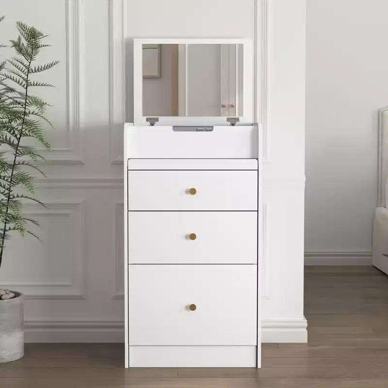 Coiffeuse avec miroir, petite coiffeuse avec compartiment de rangement, 2 tiroirs et tabouret dissimulé, coiffeuse moderne peu encombrante