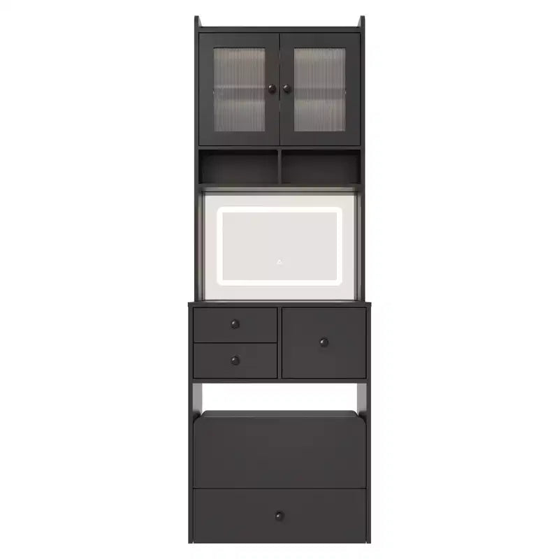 Coiffeuse compacte, Coiffeuse de maquillage avec miroir et lumières, Ensemble de coiffeuse blanche avec station de recharge, Petite coiffeuse pour filles et chaise de rangement