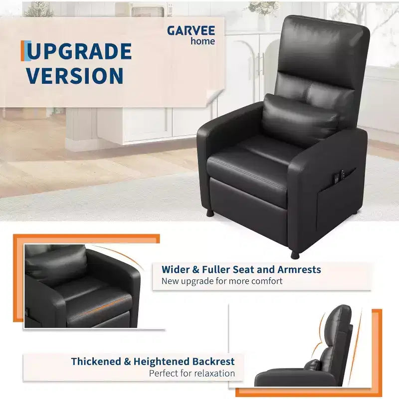 Fauteuil inclinable électrique Acekool, inclinable en cuir PU réglable avec port USB, poches latérales, canapé individuel ergonomique pour salon, cinéma maison
