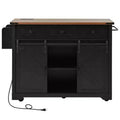 sumyeg 53.7 Rolling Kitchen Cart with Barn Doors, Drop Leaf, Power Outlet and Spice Rack (No Stools)