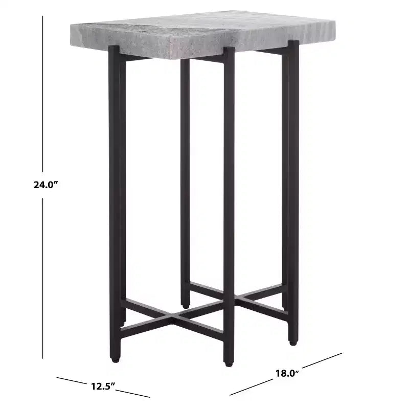 Table d'appoint Aloha en marbre - ACC3748 - Gris/Noir - Safavieh