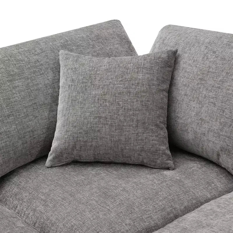 Canapé-lit modulaire 6 places en chenille Polibi avec ottoman