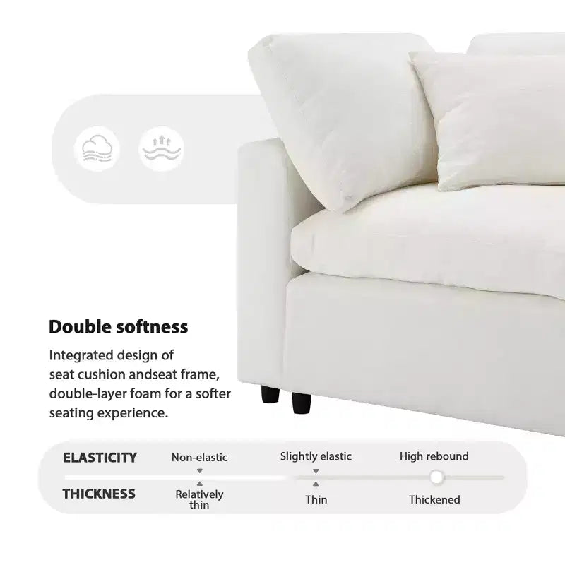 Canapé-lit modulaire 6 places en chenille Polibi avec ottoman