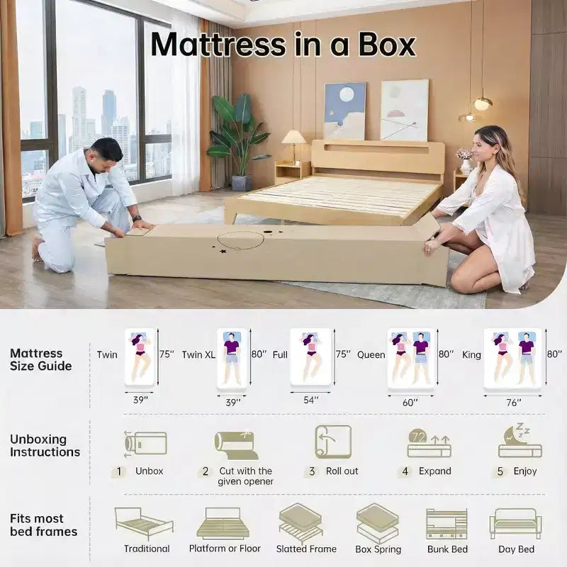 Matelas EHMKNP 12 pouces Queen Size pour adulte adolescent, matelas en mousse à mémoire de forme rafraîchissant, housse amovible et lavable, fermeté moyenne