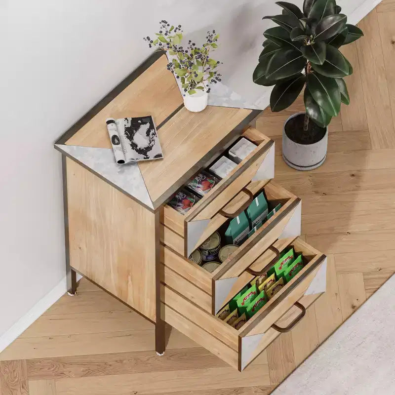 Meuble de Rangement en Bois pour Entrée, Commode 3 Tiroirs sur Pied pour Salon, Chambre, Couloir, Bureau, Salle de Bain, Cuisine