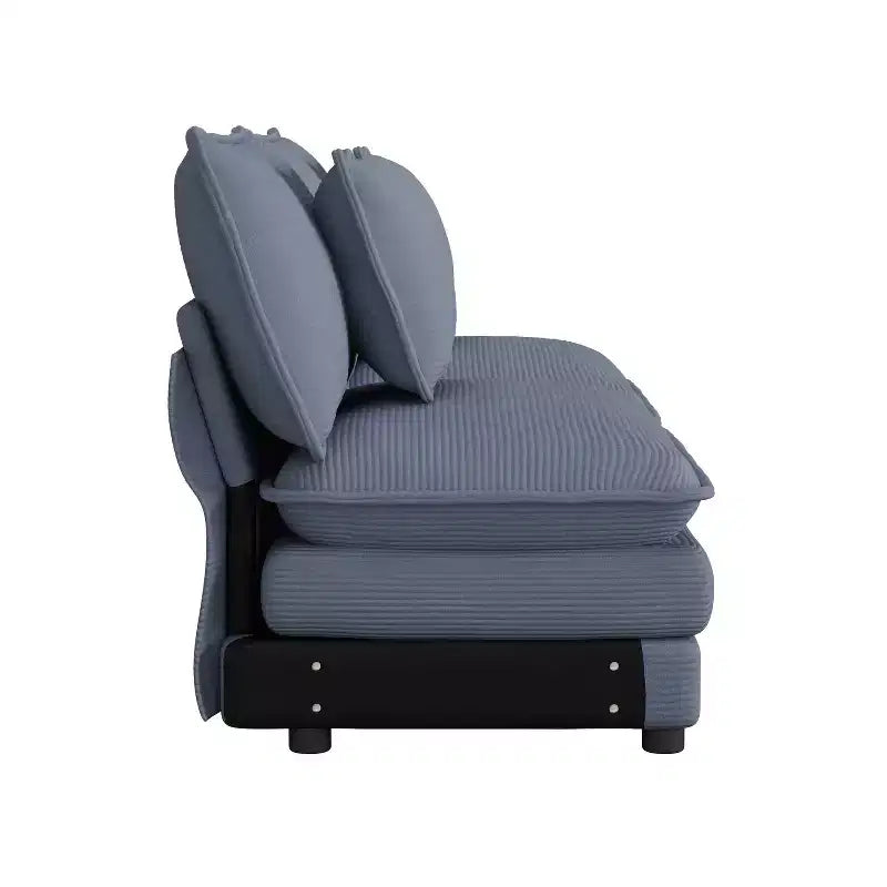 MAYEERTY 70.8 Canapé modulable moderne en velours côtelé avec quatre oreillers pour salon, bleu