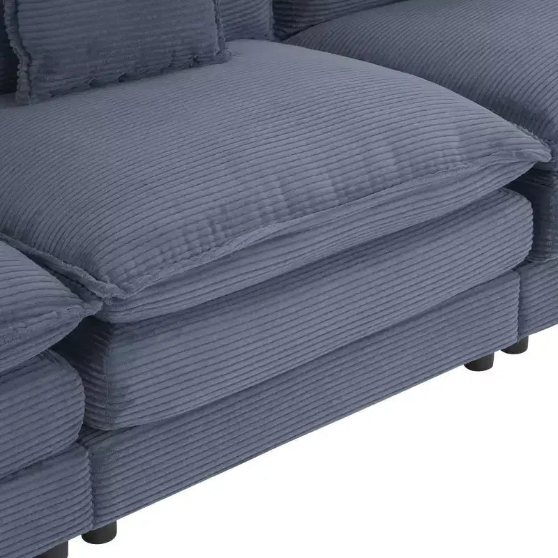 MAYEERTY 70.8 Canapé modulable moderne en velours côtelé avec quatre oreillers pour salon, bleu