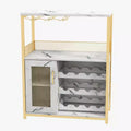 70 x 35 x 92 cm 3-layer Industrial Cabinet, Detachable Wine Rack, Adjustable Shelves and Mesh Door,Kitchen, Living Room and Bar, Gold Color