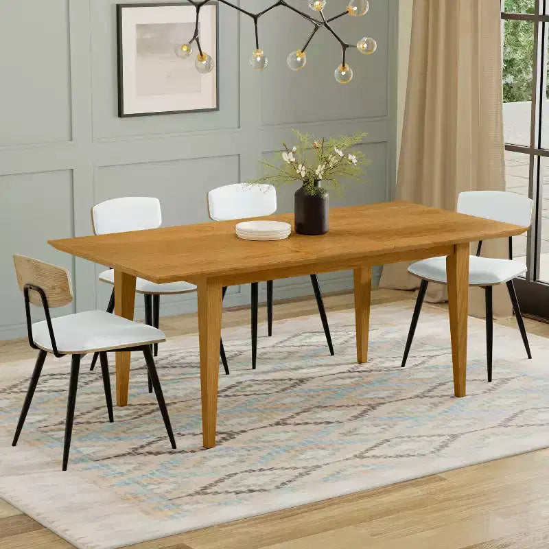 Table à manger extensible rectangulaire contemporaine Fairway 60-76 pouces x 36 pouces