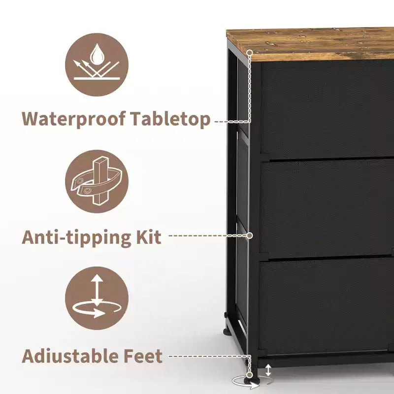 Commode à 11 tiroirs, Meuble TV pour téléviseur de 70 pouces, Meuble de rangement avec étagères ouvertes pour salon, chambre à coucher