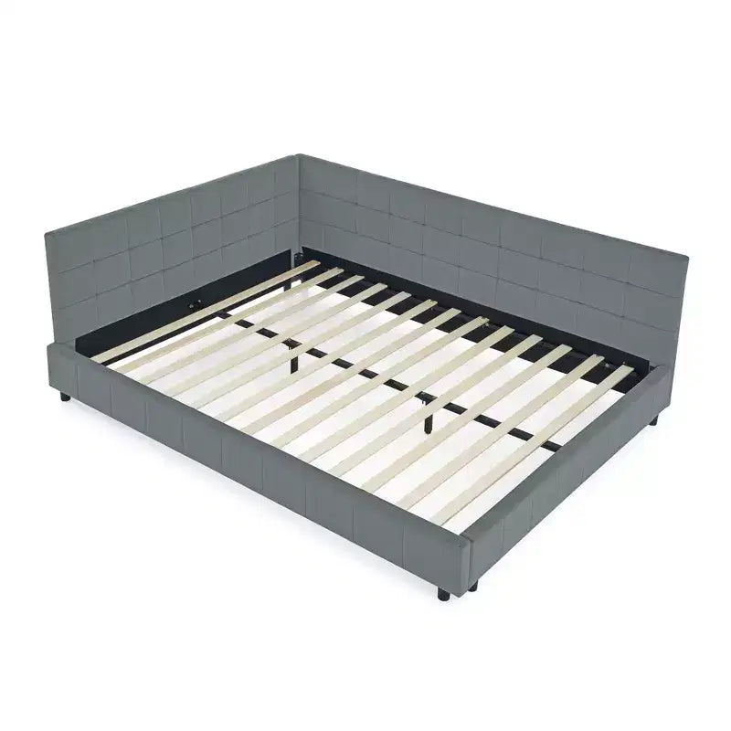 Bellemave Lit de repos rembourré Queen avec dossier et accoudoirs confortables, cadre de lit de repos rembourré pour chambre et salon, velours