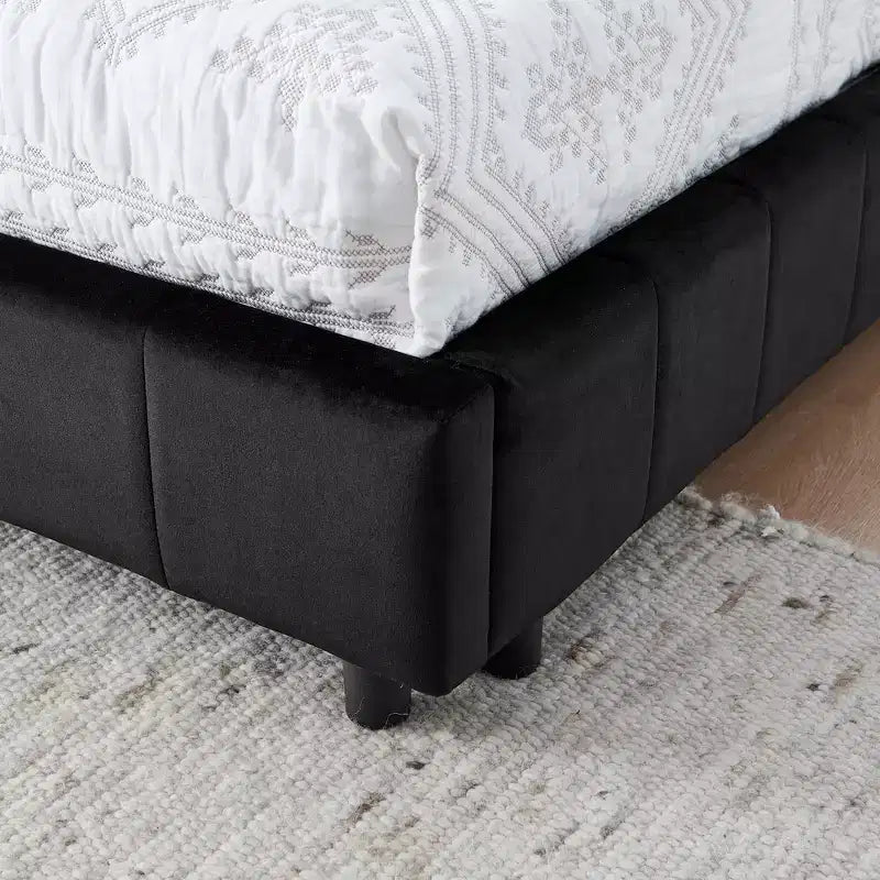 Bellemave Lit de repos rembourré Queen avec dossier et accoudoirs confortables, cadre de lit de repos rembourré pour chambre et salon, velours