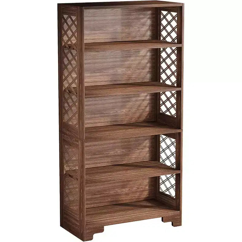 Bibliothèque Lantine de 180 cm de haut, grande étagère de style Mid-Century à 6 niveaux avec 5 étagères de rangement pour salon, bureau à domicile