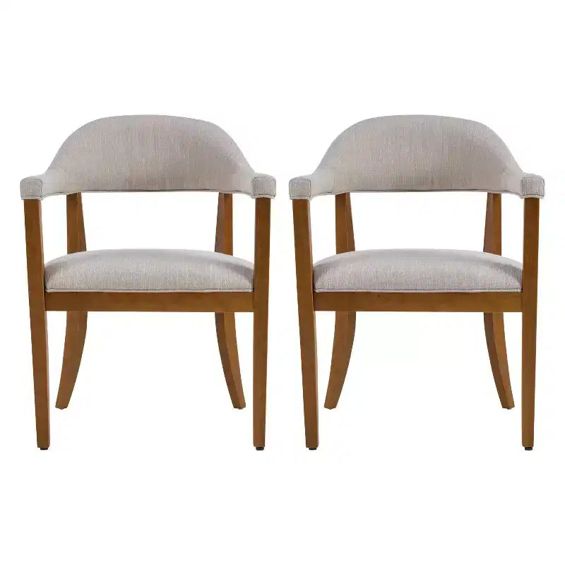 Christopher Knight Home Hoseok Chaises de salle à manger modernes en bois d'hévéa rembourrées avec accoudoirs (Lot de 2)