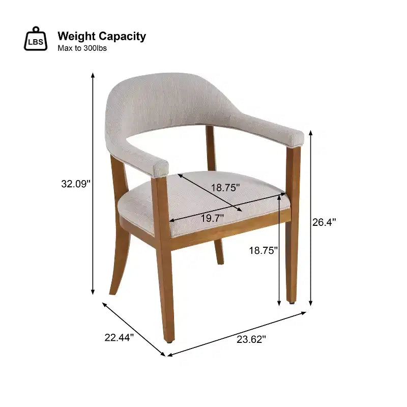 Christopher Knight Home Hoseok Chaises de salle à manger modernes en bois d'hévéa rembourrées avec accoudoirs (Lot de 2)