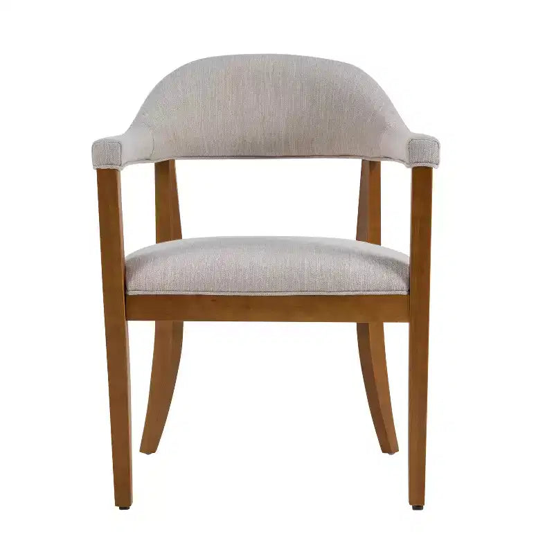 Christopher Knight Home Hoseok Chaises de salle à manger modernes en bois d'hévéa rembourrées avec accoudoirs (Lot de 2)
