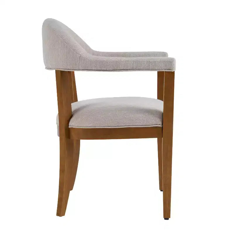 Christopher Knight Home Hoseok Chaises de salle à manger modernes en bois d'hévéa rembourrées avec accoudoirs (Lot de 2)