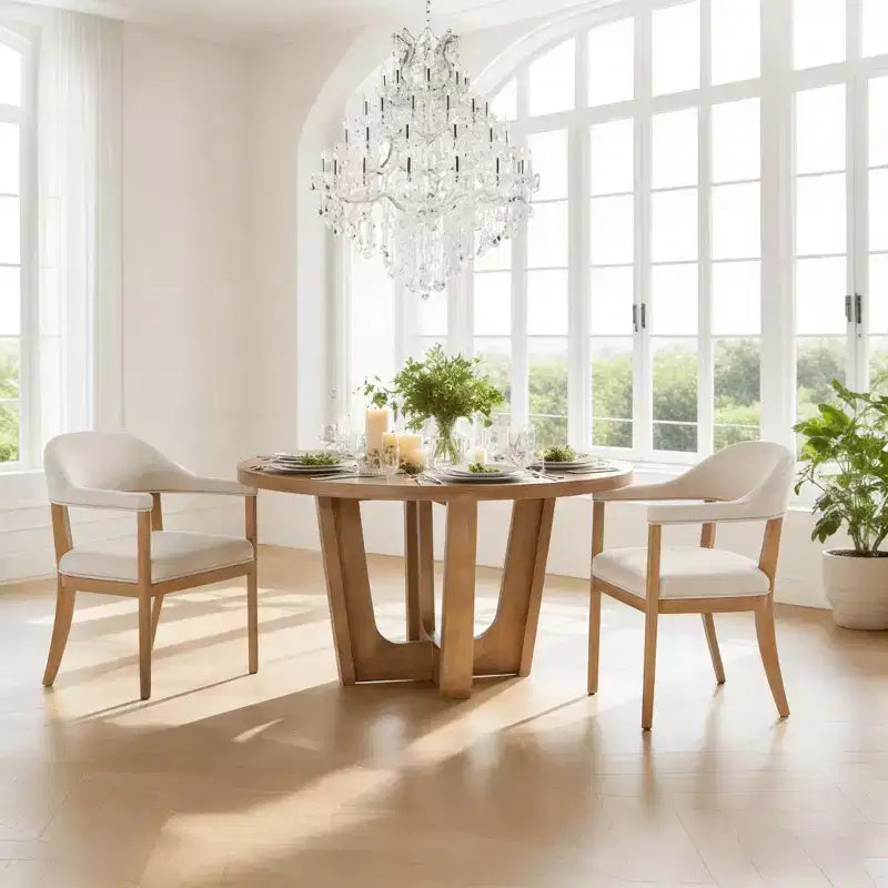 Christopher Knight Home Hoseok Chaises de salle à manger modernes en bois d'hévéa rembourrées avec accoudoirs (Lot de 2)
