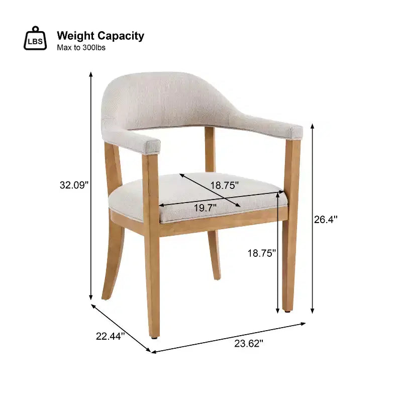 Christopher Knight Home Hoseok Chaises de salle à manger modernes en bois d'hévéa rembourrées avec accoudoirs (Lot de 2)