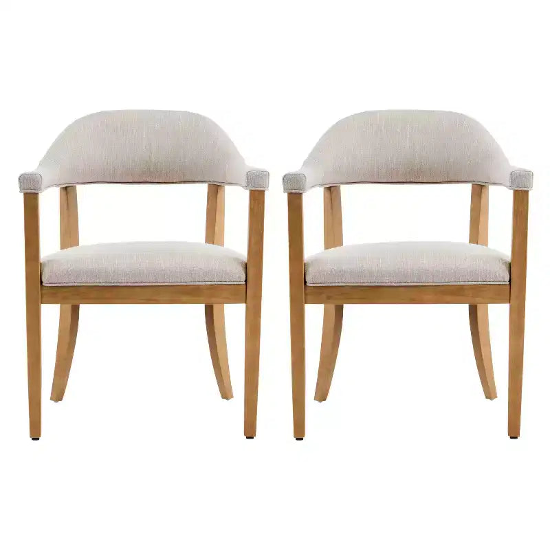 Christopher Knight Home Hoseok Chaises de salle à manger modernes en bois d'hévéa rembourrées avec accoudoirs (Lot de 2)