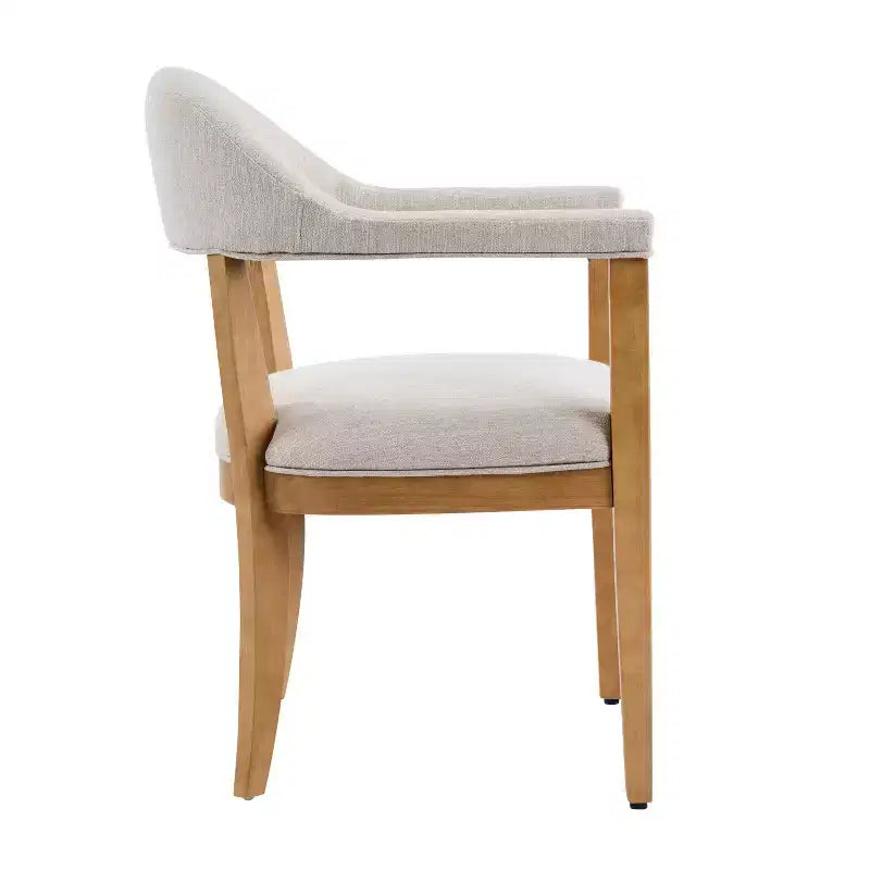 Christopher Knight Home Hoseok Chaises de salle à manger modernes en bois d'hévéa rembourrées avec accoudoirs (Lot de 2)