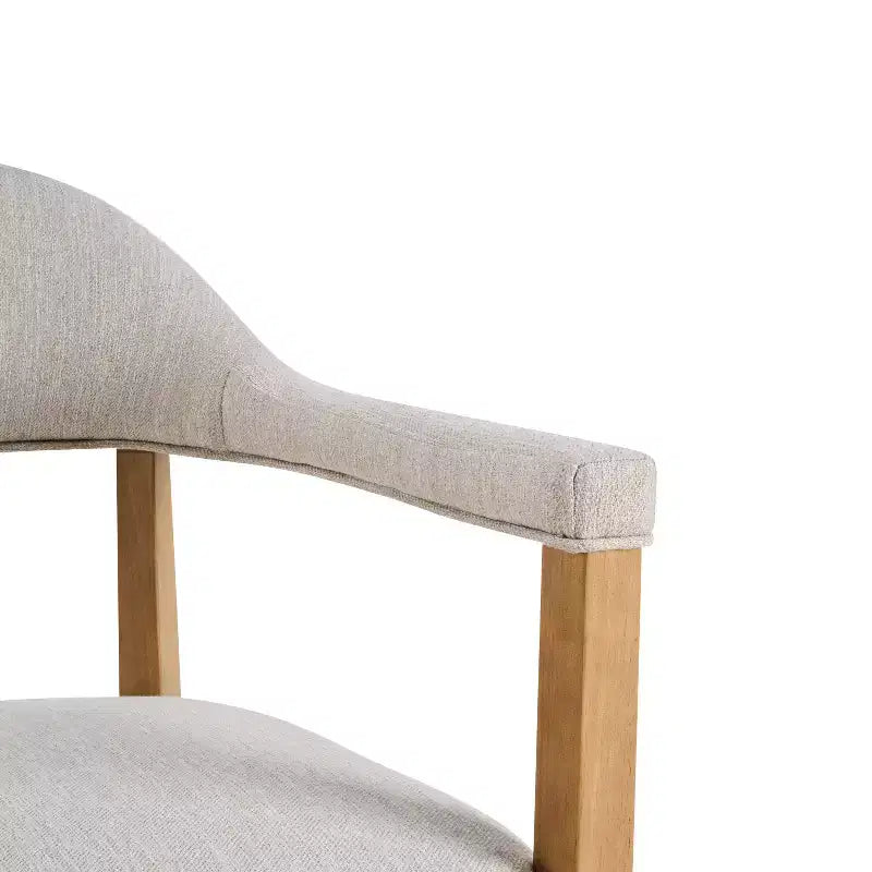 Christopher Knight Home Hoseok Chaises de salle à manger modernes en bois d'hévéa rembourrées avec accoudoirs (Lot de 2)