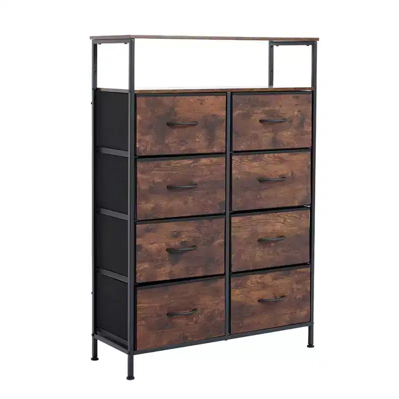 MAYEERTY Commode en tissu à 8 tiroirs de 116,5 cm, Armoire de rangement haute avec étagère ouverte pour chambre à coucher ou placard