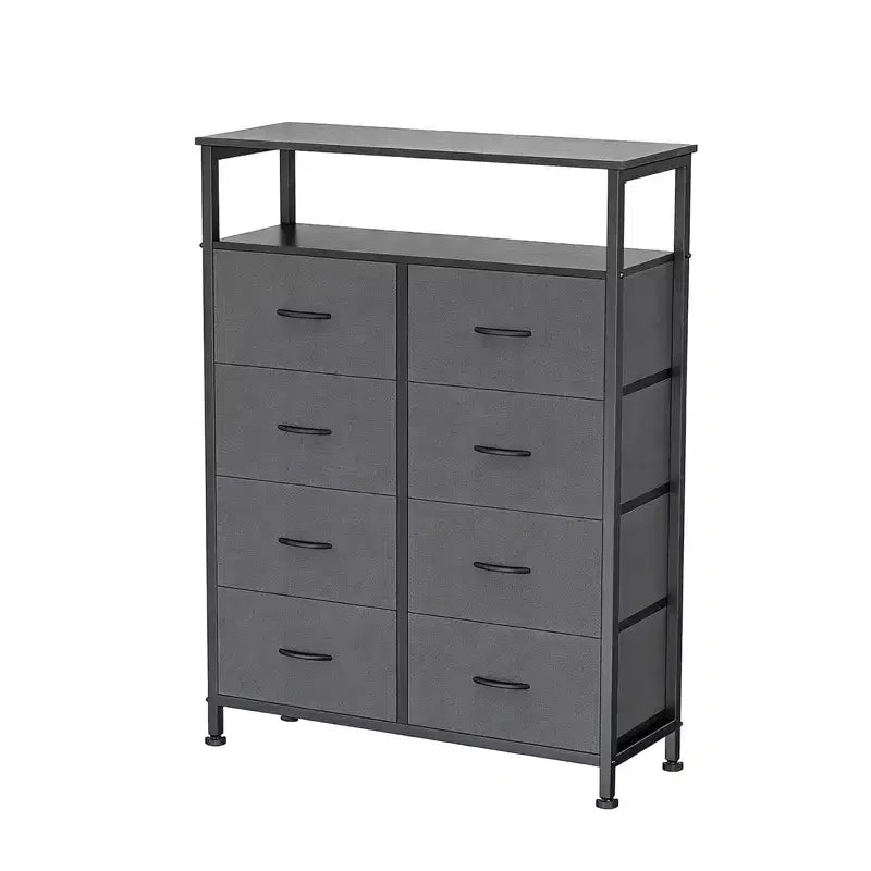 MAYEERTY Commode en tissu à 8 tiroirs de 116,5 cm, Armoire de rangement haute avec étagère ouverte pour chambre à coucher ou placard