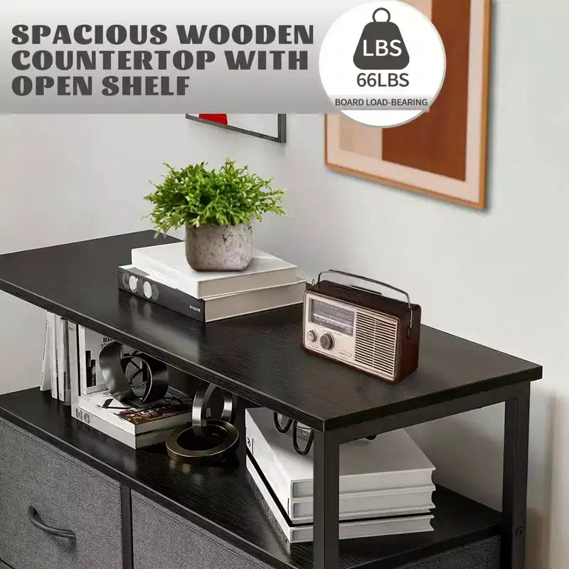 MAYEERTY Commode en tissu à 8 tiroirs de 116,5 cm, Armoire de rangement haute avec étagère ouverte pour chambre à coucher ou placard