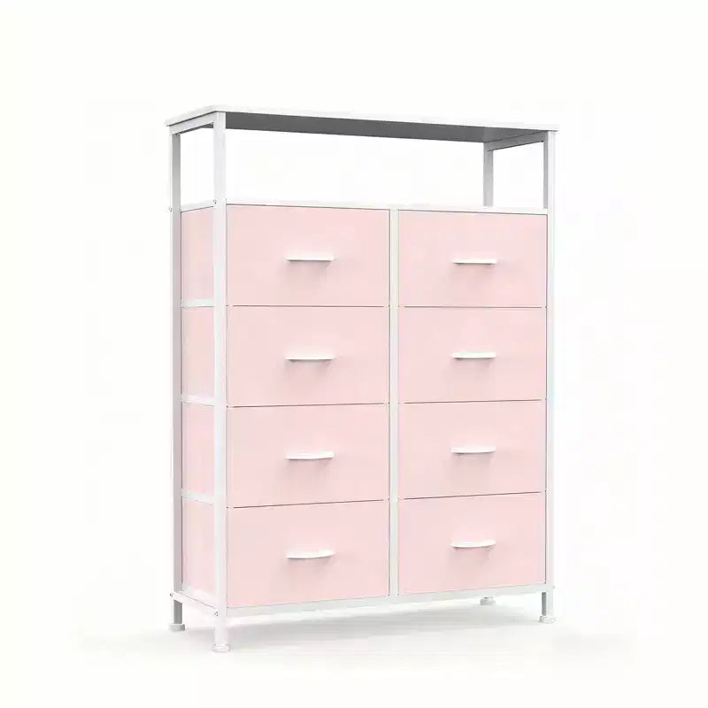 MAYEERTY Commode en tissu à 8 tiroirs de 116,5 cm, Armoire de rangement haute avec étagère ouverte pour chambre à coucher ou placard